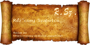 Récsey Szabolcs névjegykártya